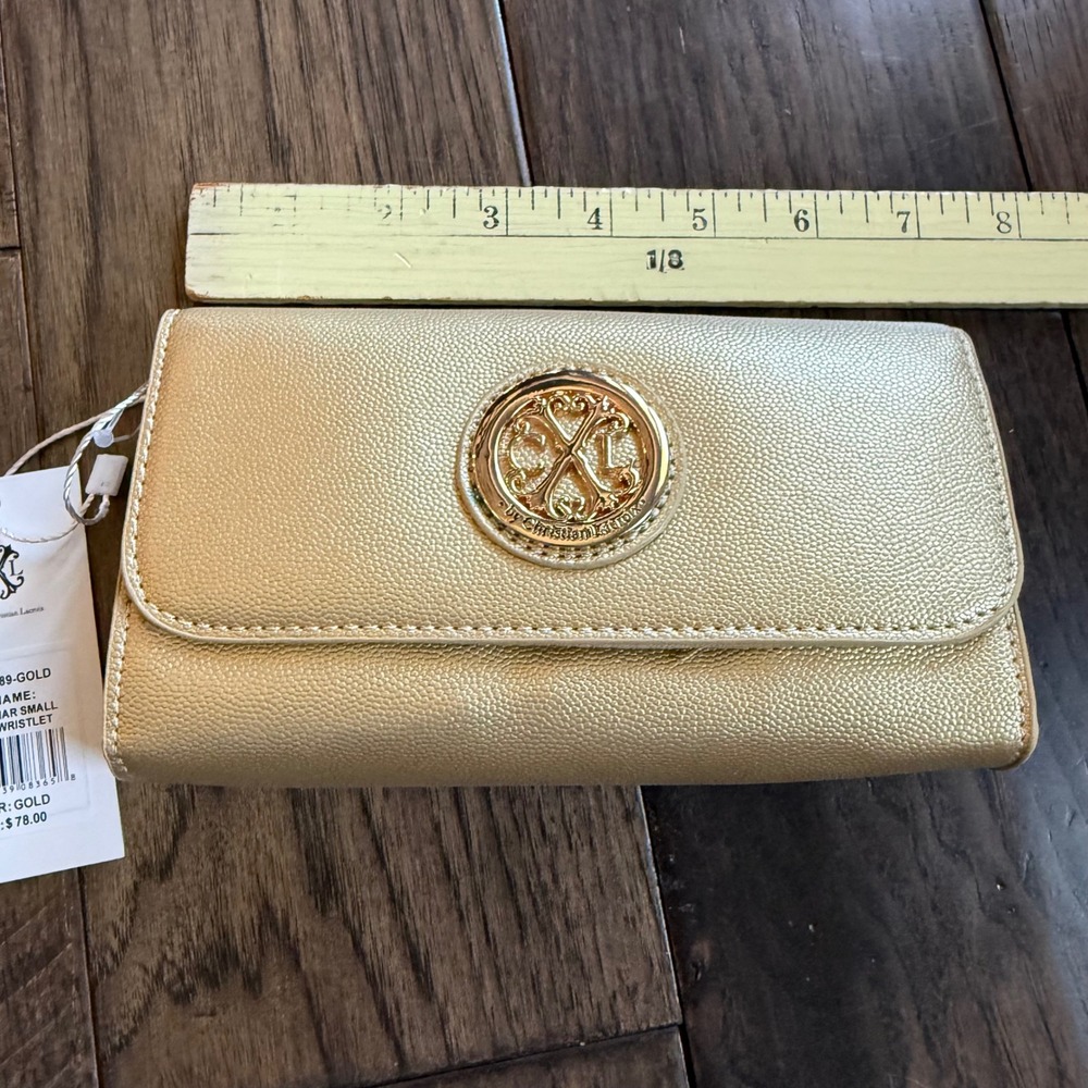 CXL Christian Lacroix Bali Caviar Small Clutch Wristlet Gold‎ CXLH24989-GOLD NWT - Picture 2 of 6